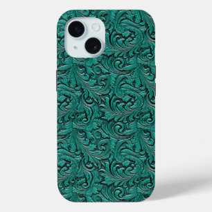 Coque Case-Mate iPhone Turquoise vert cowgirl floral à outils cuir occide