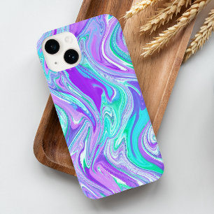 Coques Pour iPhone Turquoise violet Abstrait Twist