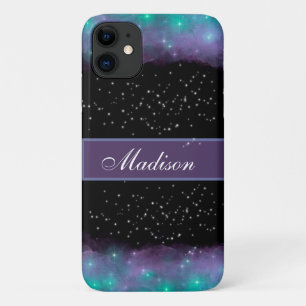 Case-Mate iPhone Case Turquoise violet noir nuageux Galaxie et étoiles