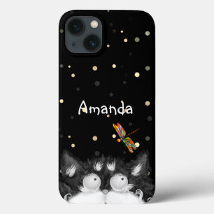 Case-Mate iPhone Case Tuxedo Cat surpris par la libellule