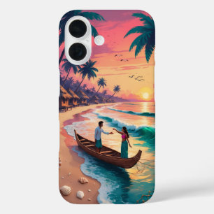 Coque Pour iPhone 16 Twilight Parting - Art côtier inspiré par Sangam