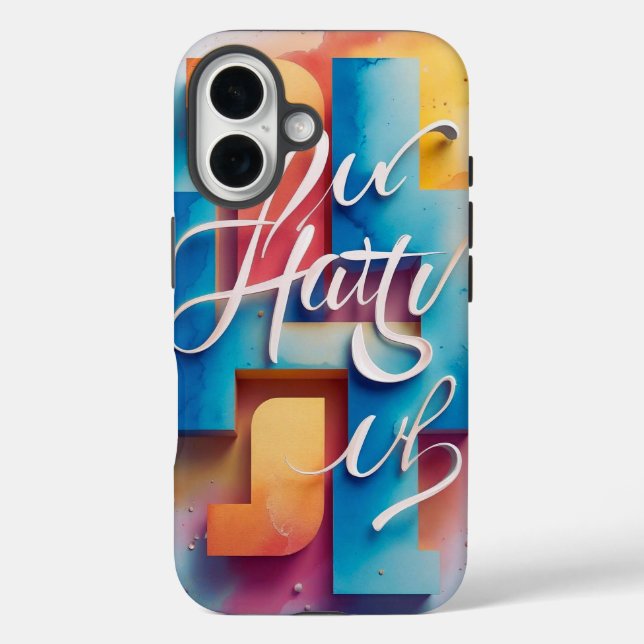 Coques Case-Mate iPhone Typographie 3D inspirante - Gradien "Hate U" (Verso)
