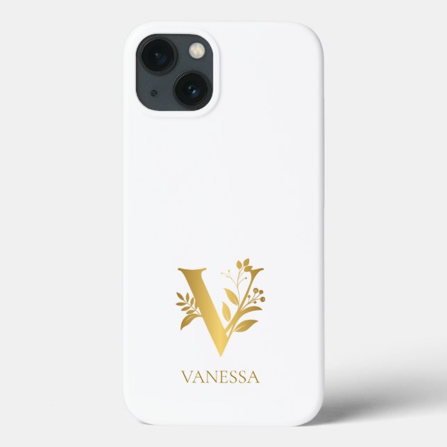 Coques Case-Mate iPhone Typographie Blanche Et Or Nom Du Monogramme (Verso)