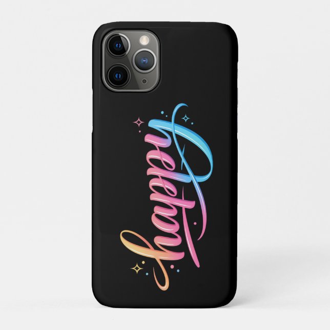 Coques Case-Mate iPhone Typographie BONHEUR à dégradé pastel vibrant - Mod (Dos)