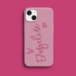Coque Case-Mate iPhone Typographie de script moderne coeur rose girly élé