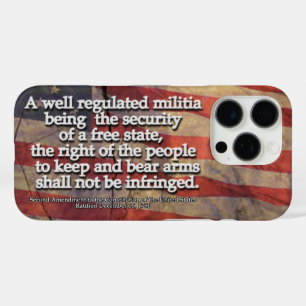 Coque iPhone 16 Pro Typographie du deuxième amendement Drapeau américa