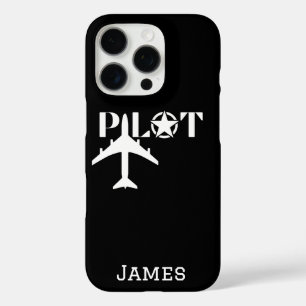 Coque iPhone 16 Pro Typographie du pilote et minimaliste de l'avion Pe
