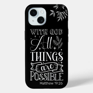 Coque Case-Mate iPhone Typographie du texte blanc, Matthieu 19:26 Écritur