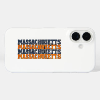 Coque Pour iPhone 16 Typographie Empilée Vintage Distressed Massachuset