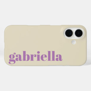 Coque Pour iPhone 16 Typographie Gras Personnalisée Nom en Lilas et Bei