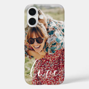 Coque Pour iPhone 16 Typographie manuscrite d'amour de photo de famille