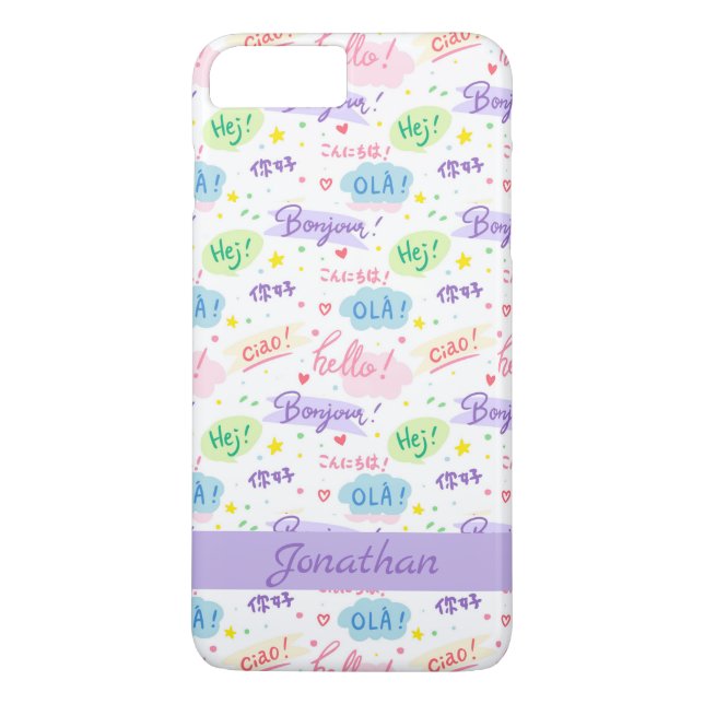 Coques Case-Mate iPhone Typographie moderne de Hello dans différentes lang (Dos)