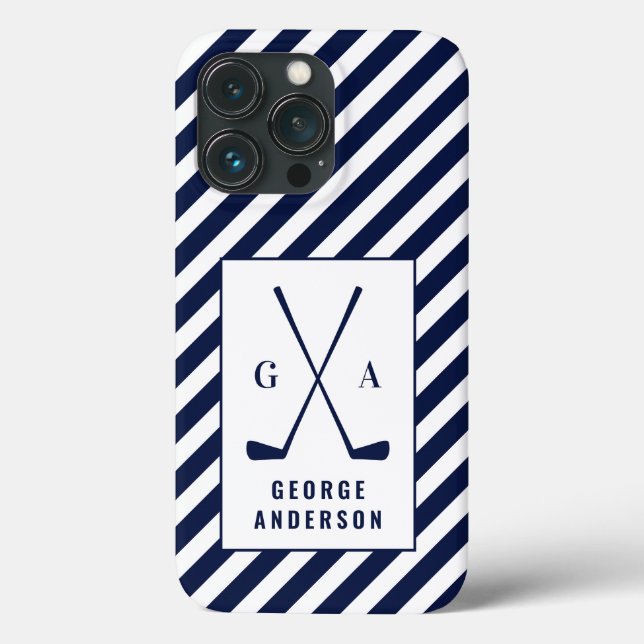 Coques Case-Mate iPhone Typographie moderne golf premier monogramme bleu b (Verso)