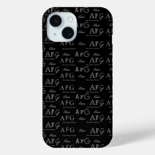 Coque Case-Mate iPhone Typographie Monogrammes noir élégant