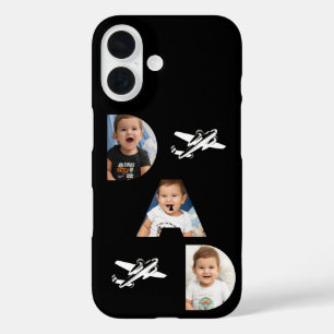 Coque Pour iPhone 16 Typographie Papa, Cadeaux photo, Noir,Minimaliste