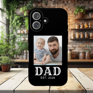 Coque Pour iPhone 16 Typographie Papa Établie Photo Noir