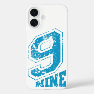 Coque Pour iPhone 16 Typographie Rétro Minimaliste bleu Numéro Neuf