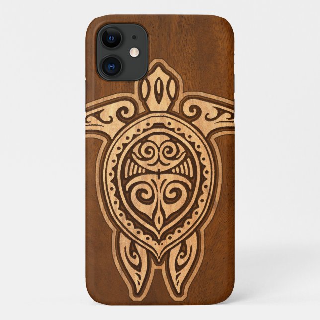 Coques Case-Mate iPhone Uhane Honu Faux Wood Tortue hawaïenne (Dos)