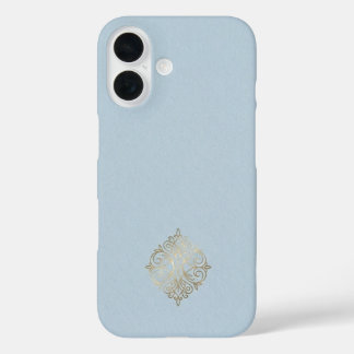 Coque Pour iPhone 16 Ultra Premium Powder Blue & Brushed Gold Minimalis