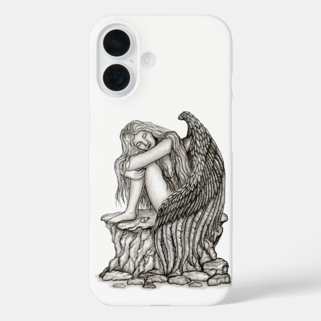 Coques Case-Mate iPhone Un ange endormi sur la pierre (Verso)