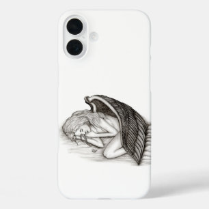 Coque Pour iPhone 16 Plus Un Angel endormi, noir et blanc