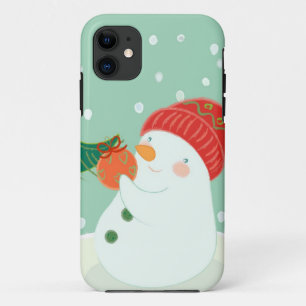 Coque Case-Mate Pour iPhone Un bonhomme de neige accrochant un ornement sur un