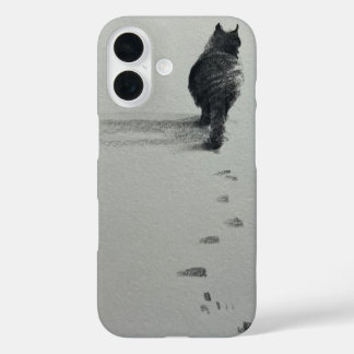 Coque Pour iPhone 16 un chat dans la neige 3