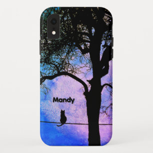 Case-Mate iPhone Case Un chat noir sur un fil Nom de la Pleine lune