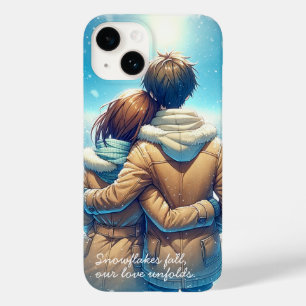 Coque Case-Mate iPhone Un couple d'hiver romantique sur le téléphone