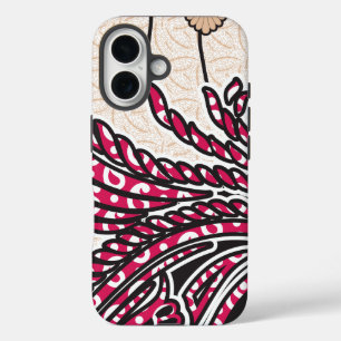 Coque Pour iPhone 16 Un design cachemire décoratif avec rouge vif et ép