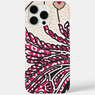 Coque iPhone 16 Pro Max Un design cachemire décoratif avec rouge vif et ép