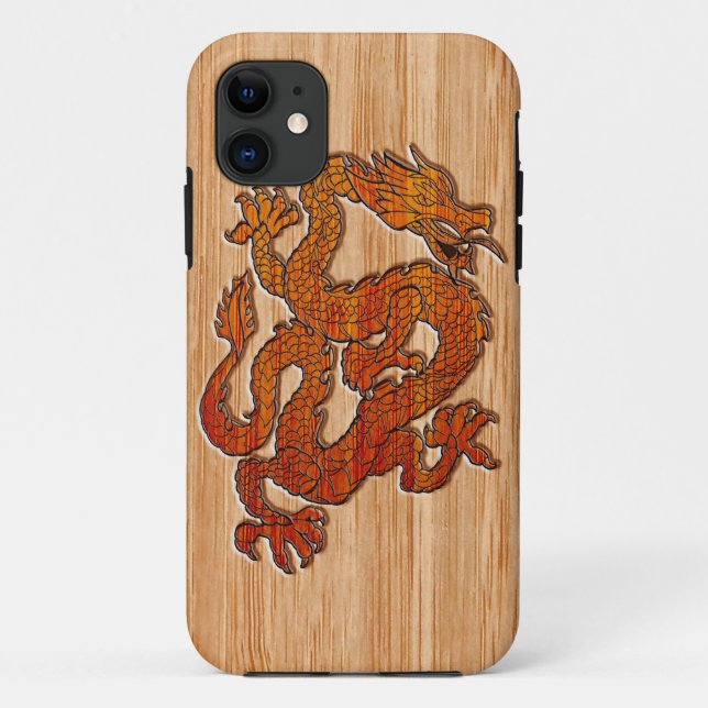 Coques Case-Mate iPhone Un dragon rouge sur Bambou comme (Dos)