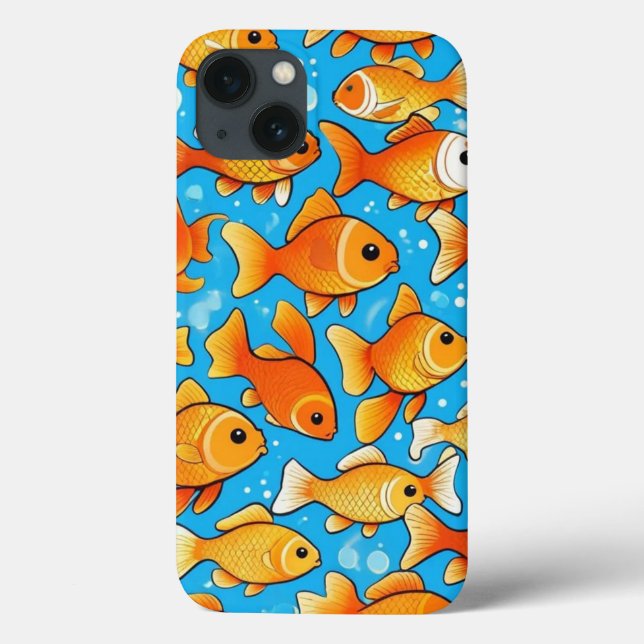 Coques Case-Mate iPhone un fond de poisson doré est en mode heureux (Verso)
