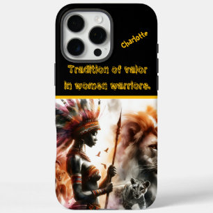 Coque iPhone 16 Pro Max Un guerrier courageux se dresse fort parmi les bêt