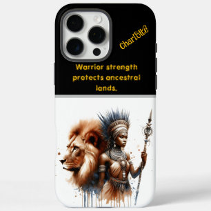 Coque iPhone 16 Pro Max Un guerrier féroce se tient fort à côté d'un lion
