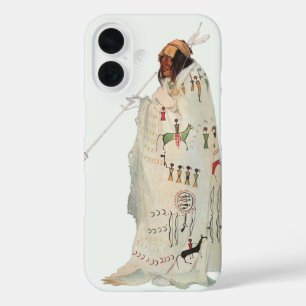 Coques iPhone 16 Un guerrier indien avec portrait de tuyau par Karl