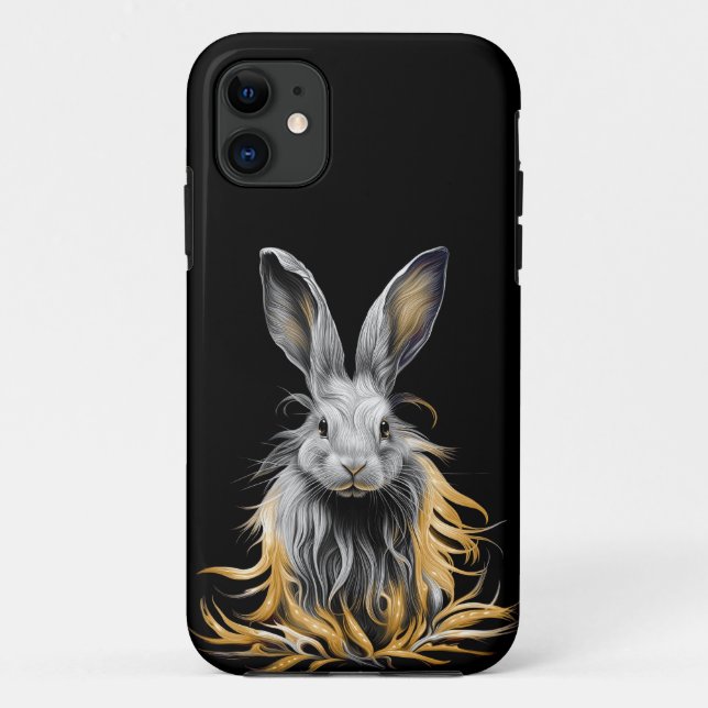 Coques Case-Mate iPhone Un lapin gris génial en feu (Dos)