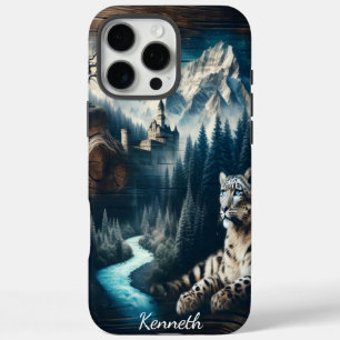 Coque iPhone 16 Pro Max Un léopard des neiges face au château