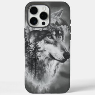 Coque iPhone 16 Pro Max Un loup majestueux contemple les montagnes brumeus