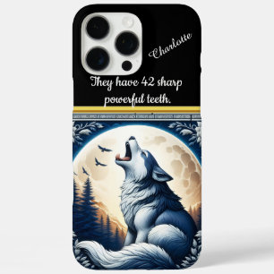 Coque iPhone 16 Pro Max Un loup majestueux hurle au ciel de la Lune en hiv
