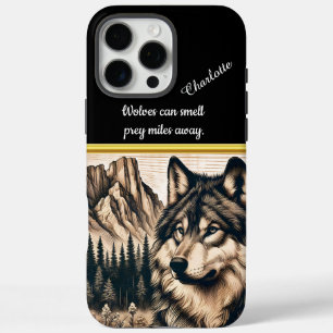 Coque iPhone 16 Pro Max Un loup majestueux regarde les montagnes dans la n
