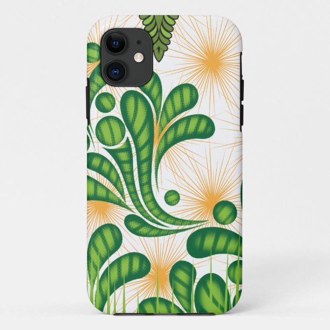 Coques Case-Mate iPhone Un motif artistique vert et or représentant un arb (Dos)