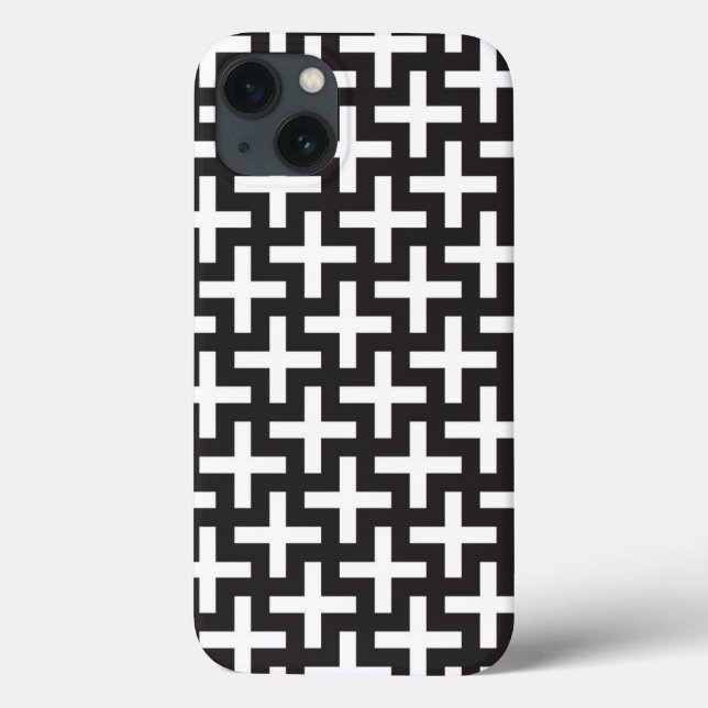 Coques Case-Mate iPhone Un motif de b&w fait avec signe "plus" (Verso)