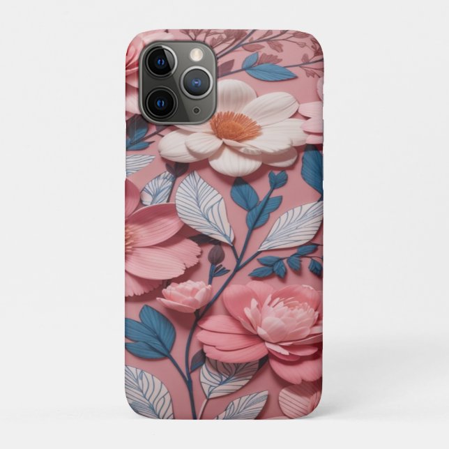 Coques Case-Mate iPhone Un motif floral avec un arrière - plan rose (Dos)