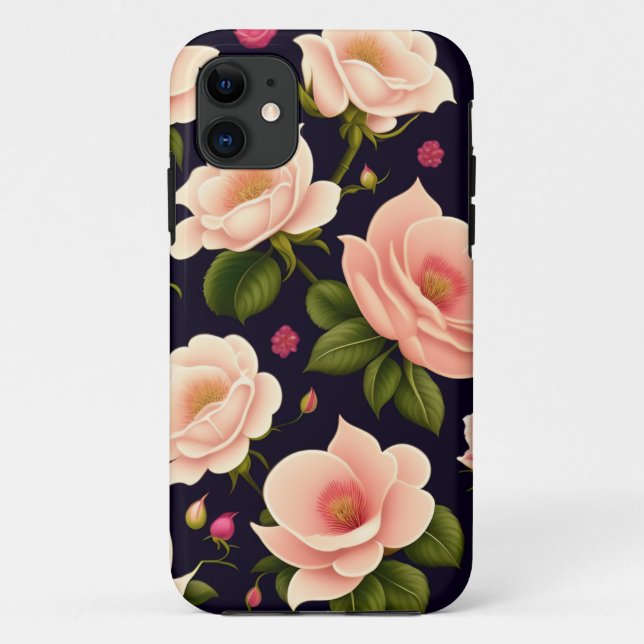 Coques Case-Mate iPhone Un motif sans soudure avec des roses roses sur un  (Dos)