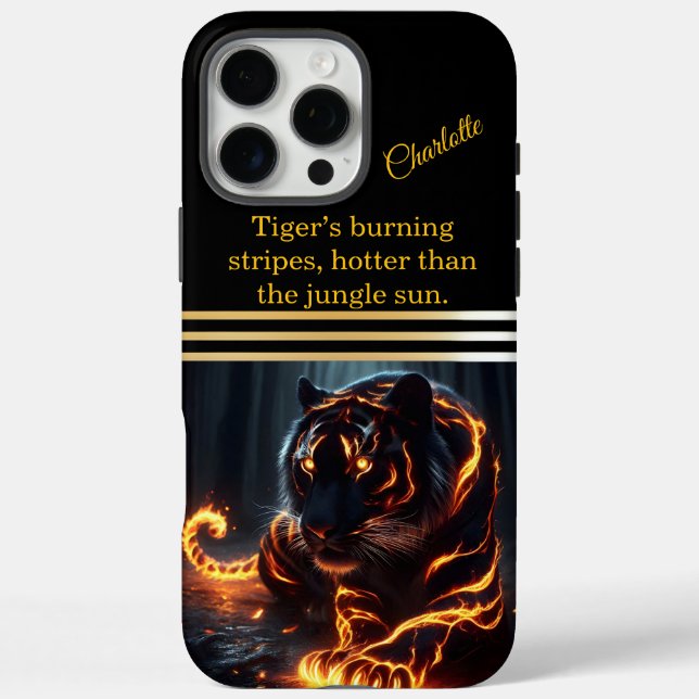 Coques Case-Mate iPhone Un tigre brillant brille la nuit. (Verso)