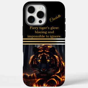 Coque iPhone 16 Pro Max Un tigre flamboyant brille la nuit