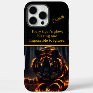 Coque iPhone 16 Pro Max Un tigre flamboyant brille la nuit