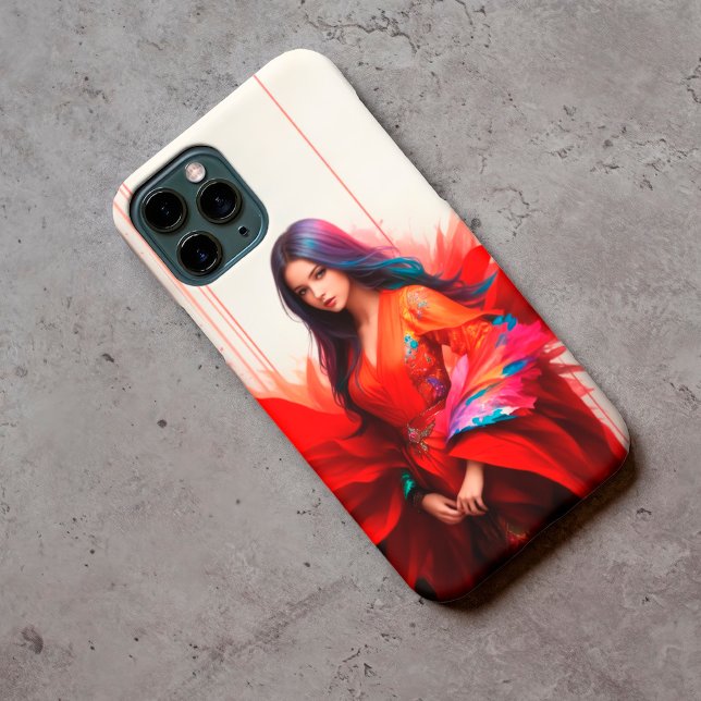 Coques Case-Mate iPhone Une femme asiatique kimono brune décoration art mo (Créateur téléchargé)