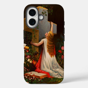 Coque Pour iPhone 16 Une femme avec une croix est en prière